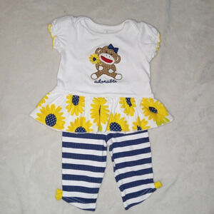 5 for $10 Baby Starters NWOT Navy, Yellow, & White Sunflower Outfit size 9M